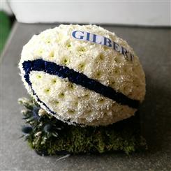 Rugby ball funeral tribute