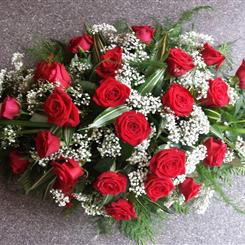 Red Rose and Gypsophila Casket Spray S123