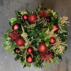 Red Bauble Holly Wreath 