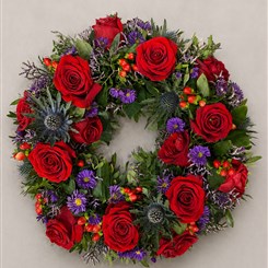 Red Rose &amp; Purple Wreath W170