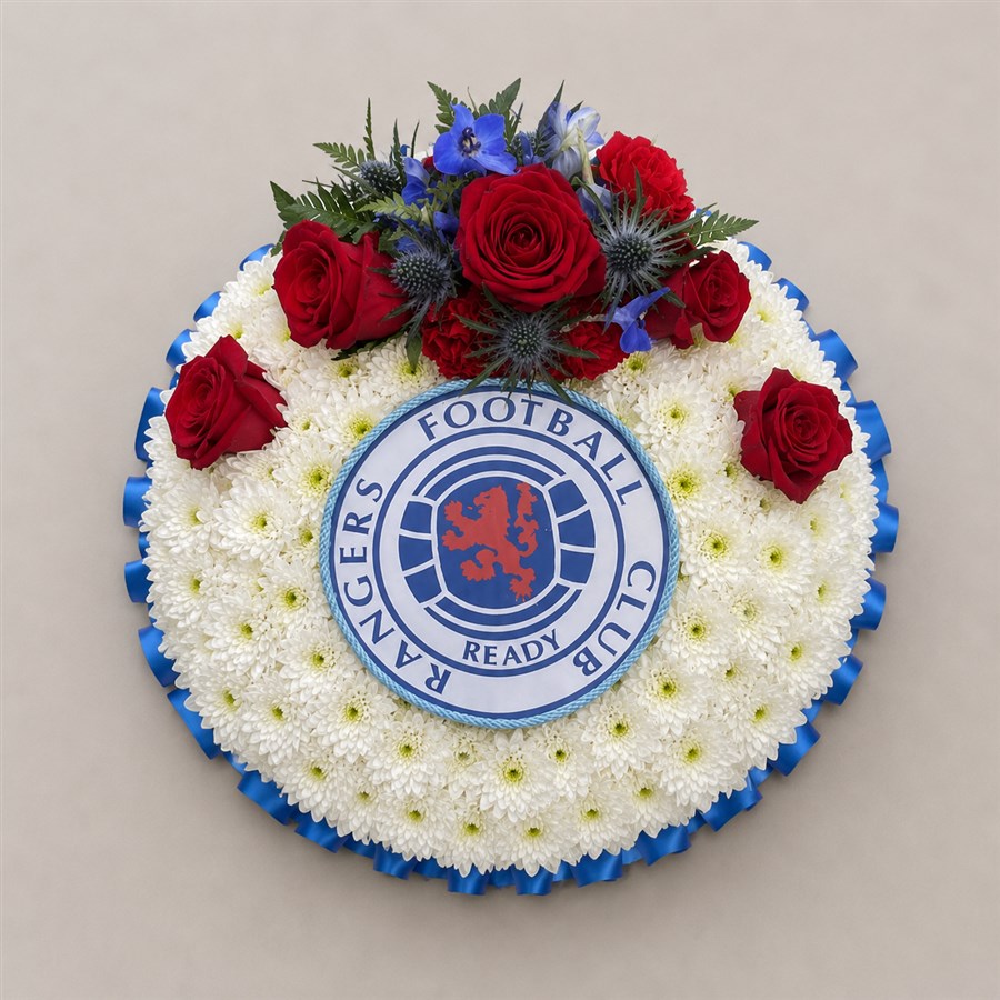 Flower Rangers Rangers funeral posy PF274 - Funeral Flowers Aberdeen